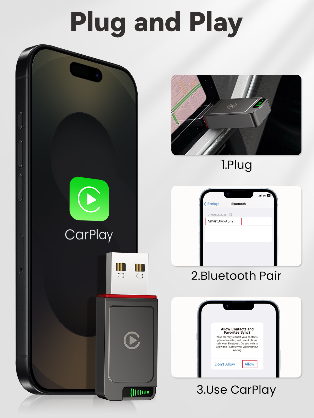 CTC1 Wireless CarPlay Adapter - Metal Shell Design