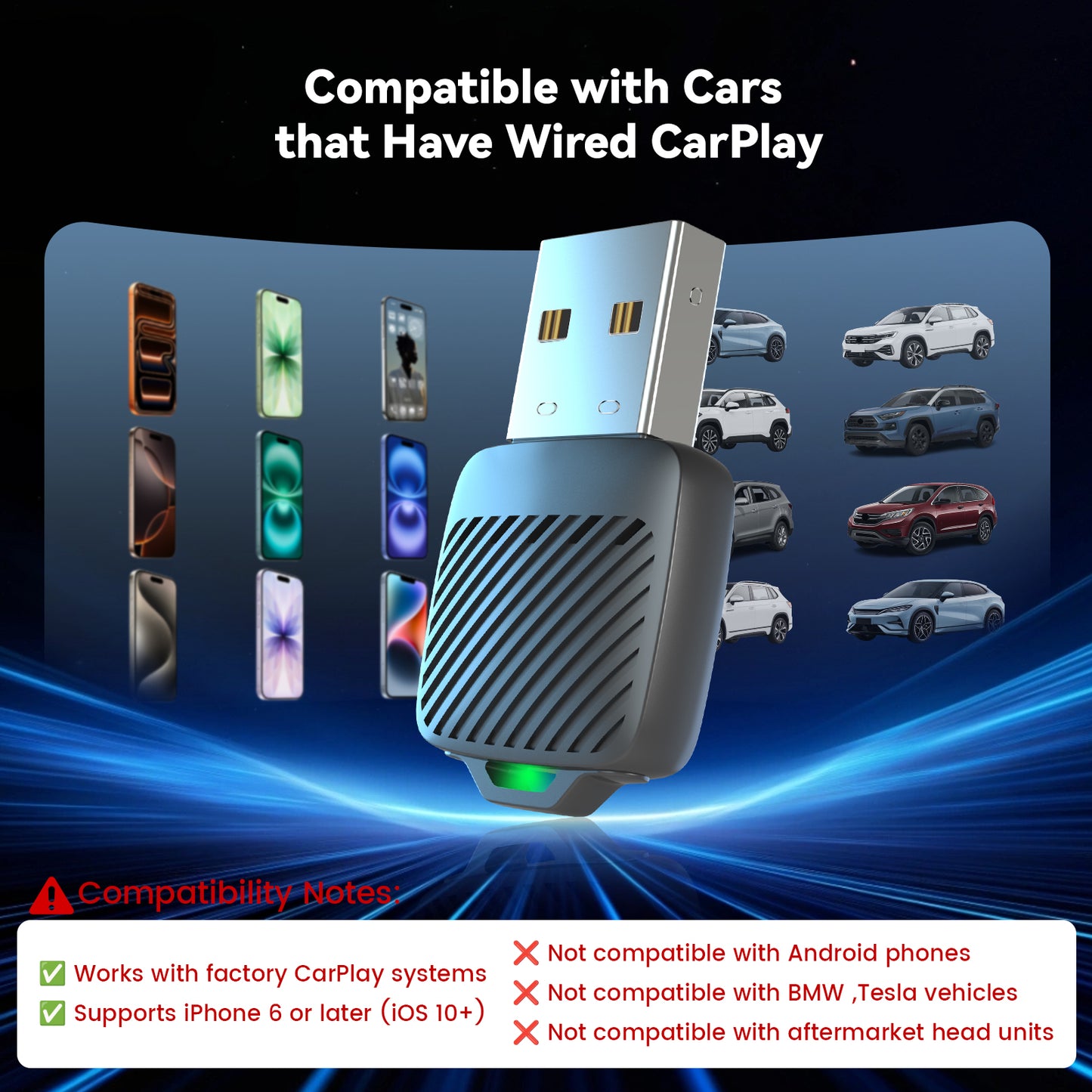 A1 Wireless CarPlay Adapter, Key-Shaped Design