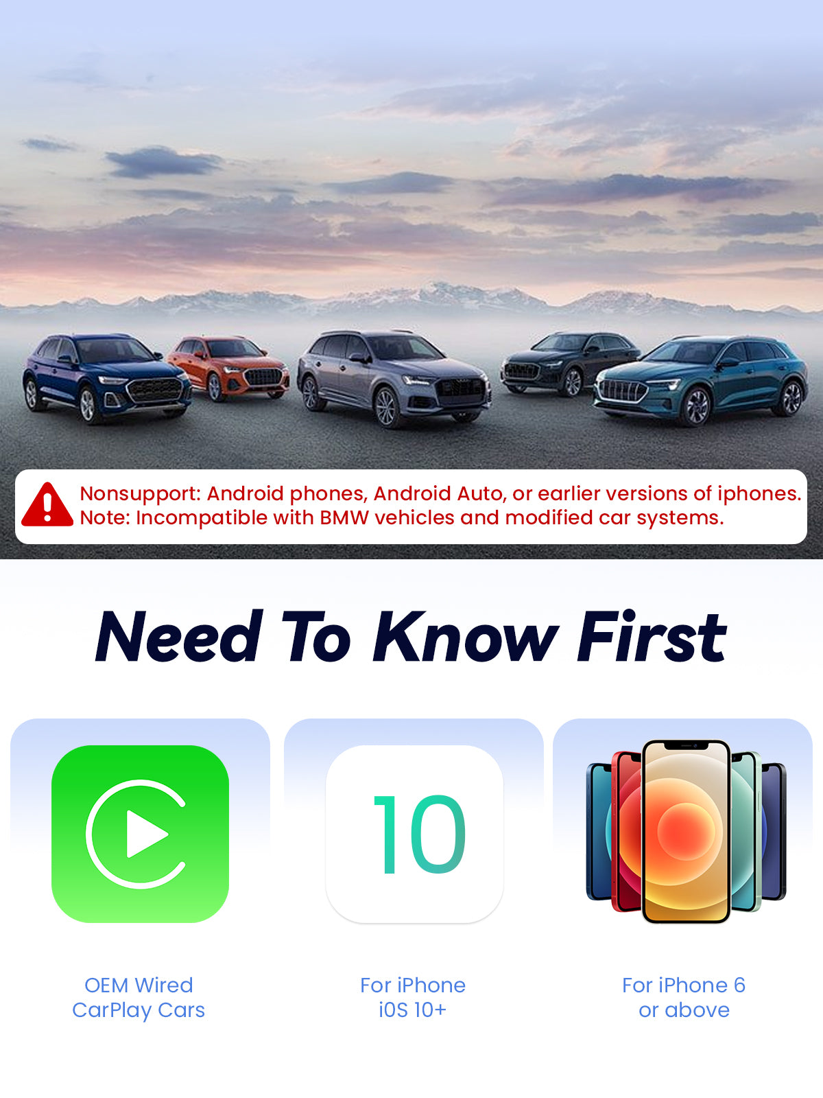 TINAZEOK T3 Wireless CarPlay Adapter, Black