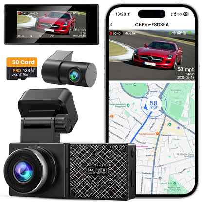 C6 Pro 4K+2.5K Dash Cam with 5G WiFi & GPS