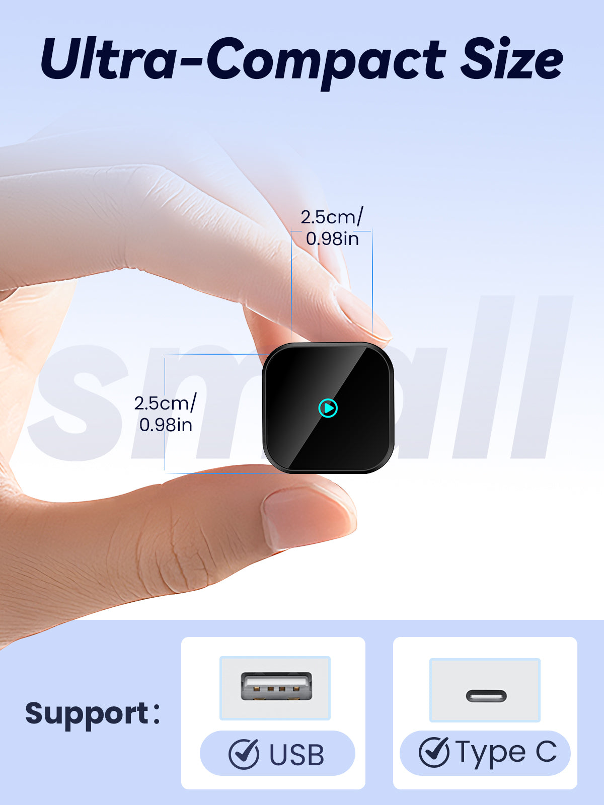 TINAZEOK T3 Wireless CarPlay Adapter, Black