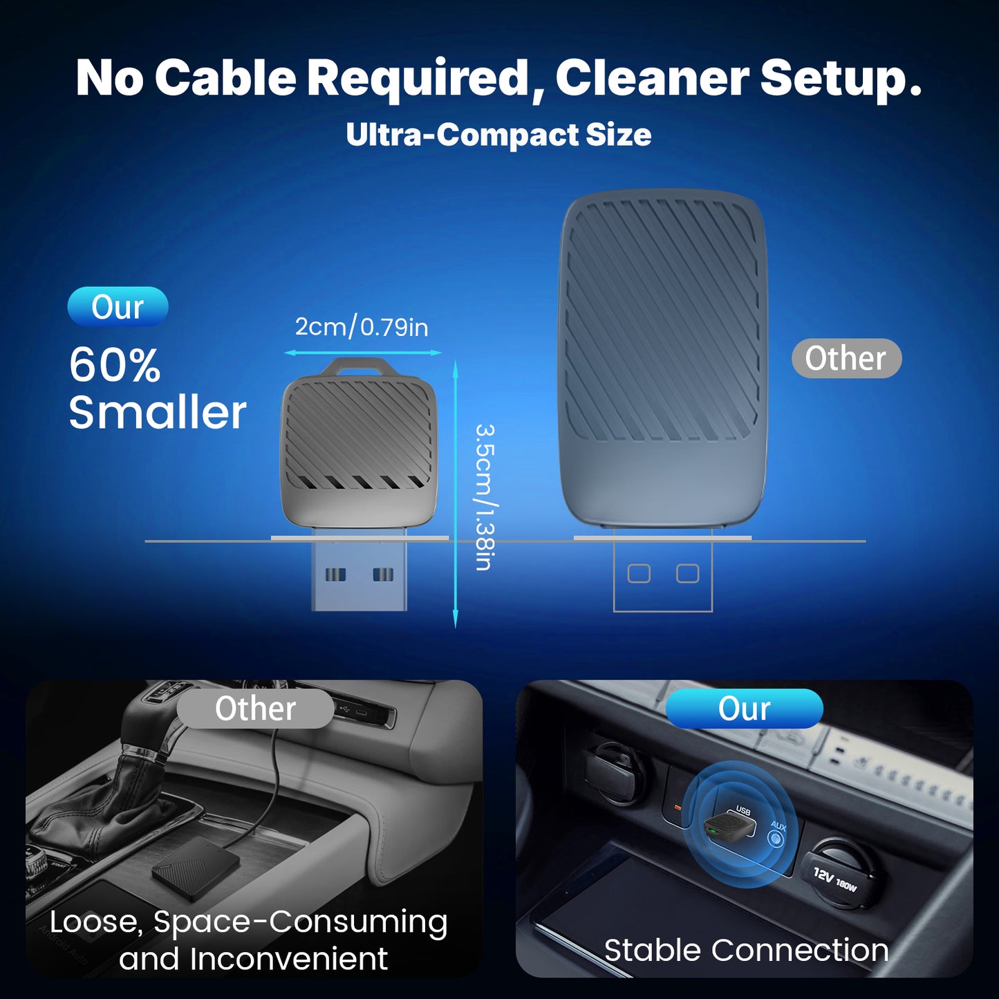 A1 Wireless CarPlay Adapter, Key-Shaped Design