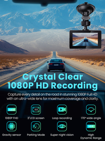 E3 1080P Full HD Dash Cam Front and Rear