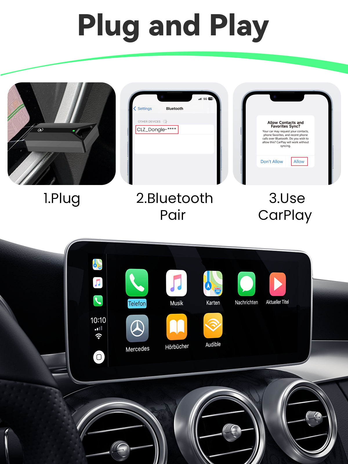 DEALAZOT H2 Wireless CarPlay Adapter