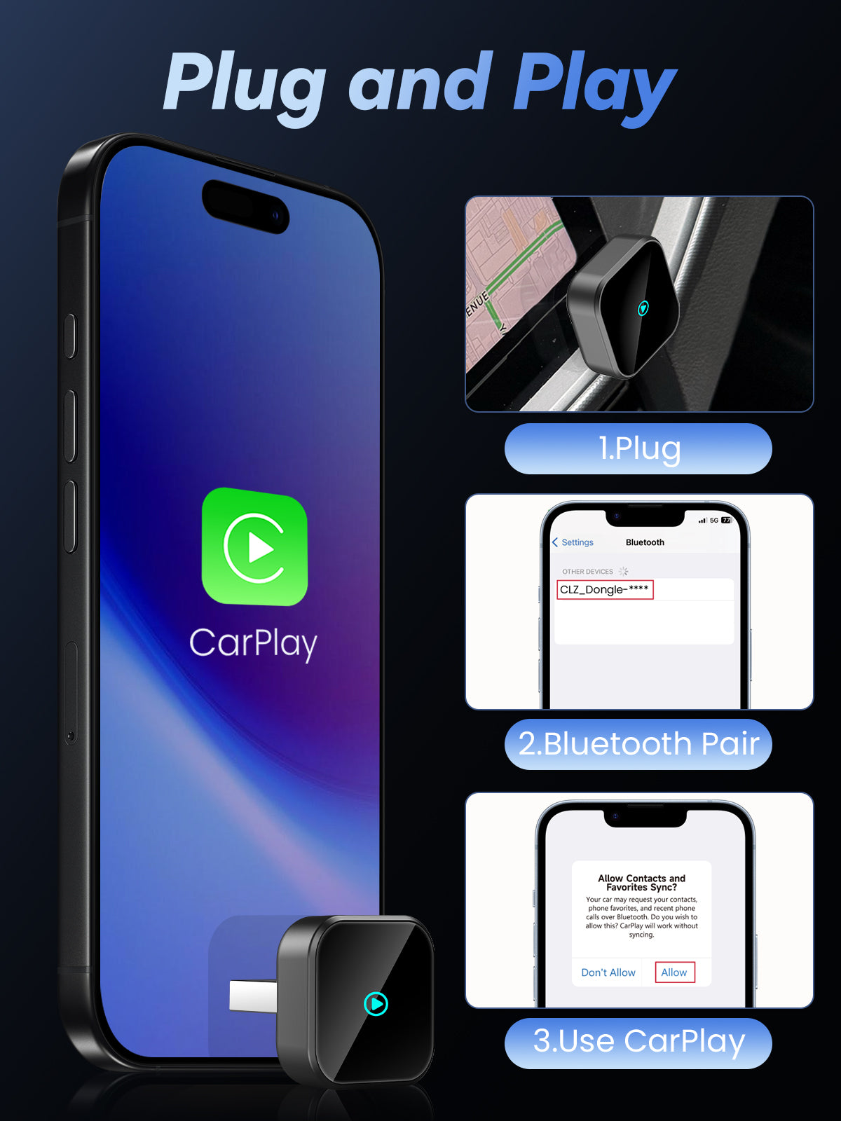 DEALAZOT H3 Wireless CarPlay Adapter