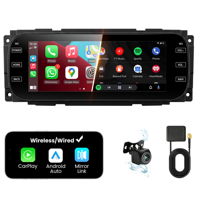 Car Stereo for Chrysler, Dodge, Jeep, 6.9" Touchscreen, Android 15, 4GB+64GB