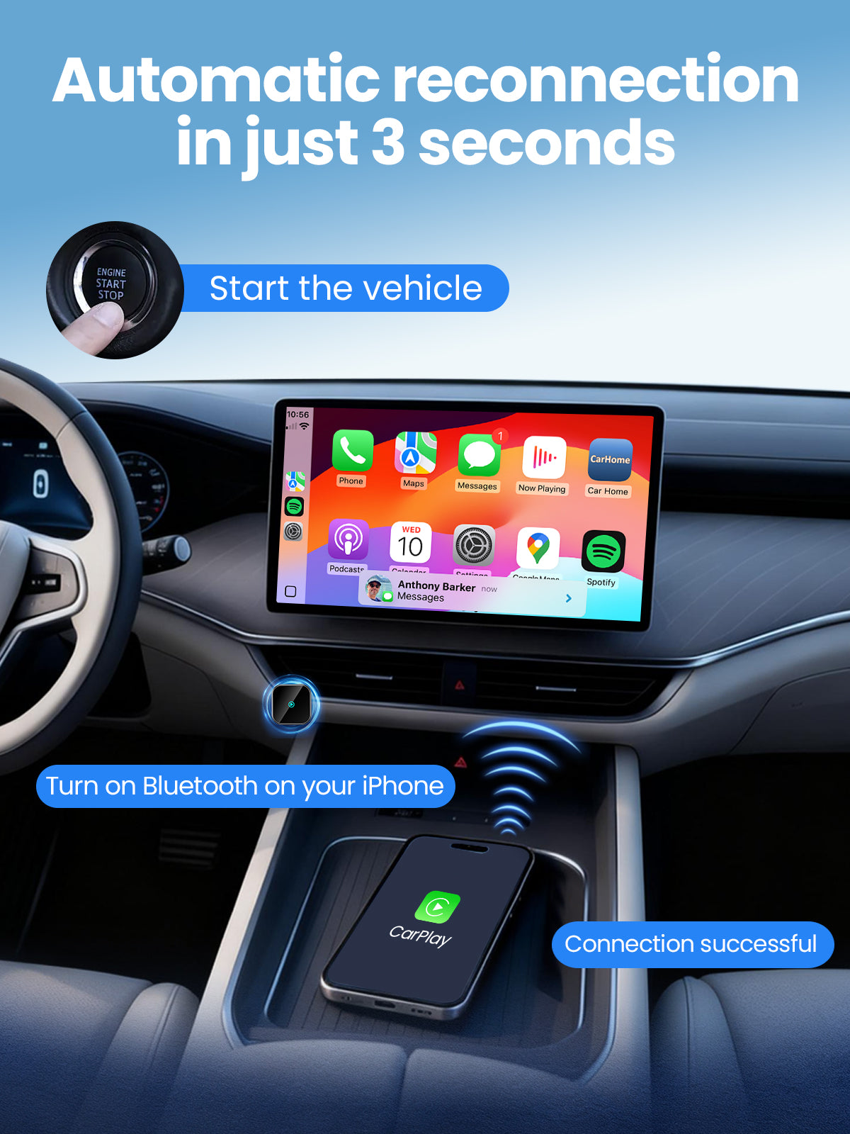 NTS1 Adaptateur CarPlay Sans Fil