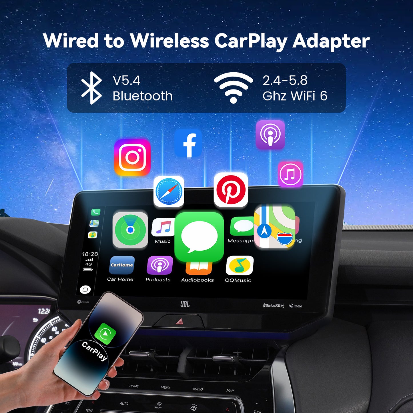 A1 Wireless CarPlay Adapter, Key-Shaped Design