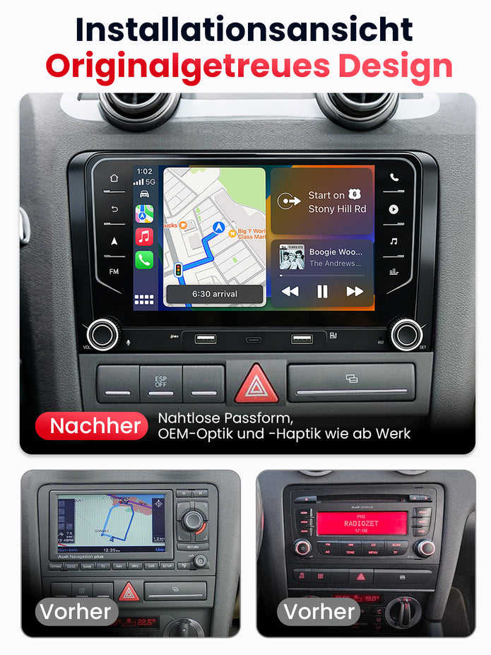 Car Stereo with Apple CarPlay & Android Auto for 2003-2012 Audi A3 (Model: 7709-BQ20-AUDI-A3)