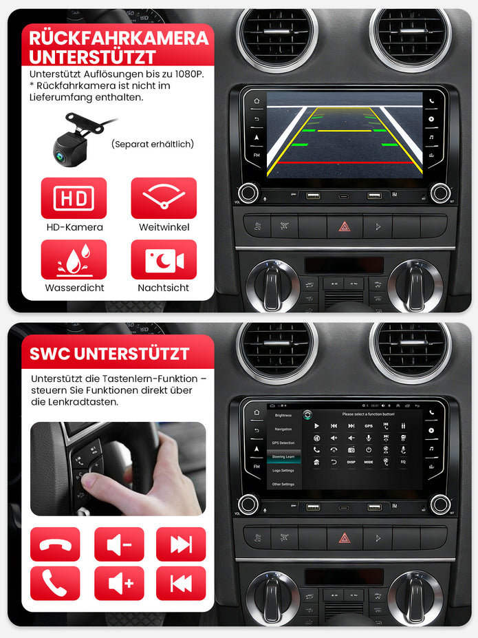 Car Stereo with Apple CarPlay & Android Auto for 2003-2012 Audi A3 (Model: 7709-BQ20-AUDI-A3)