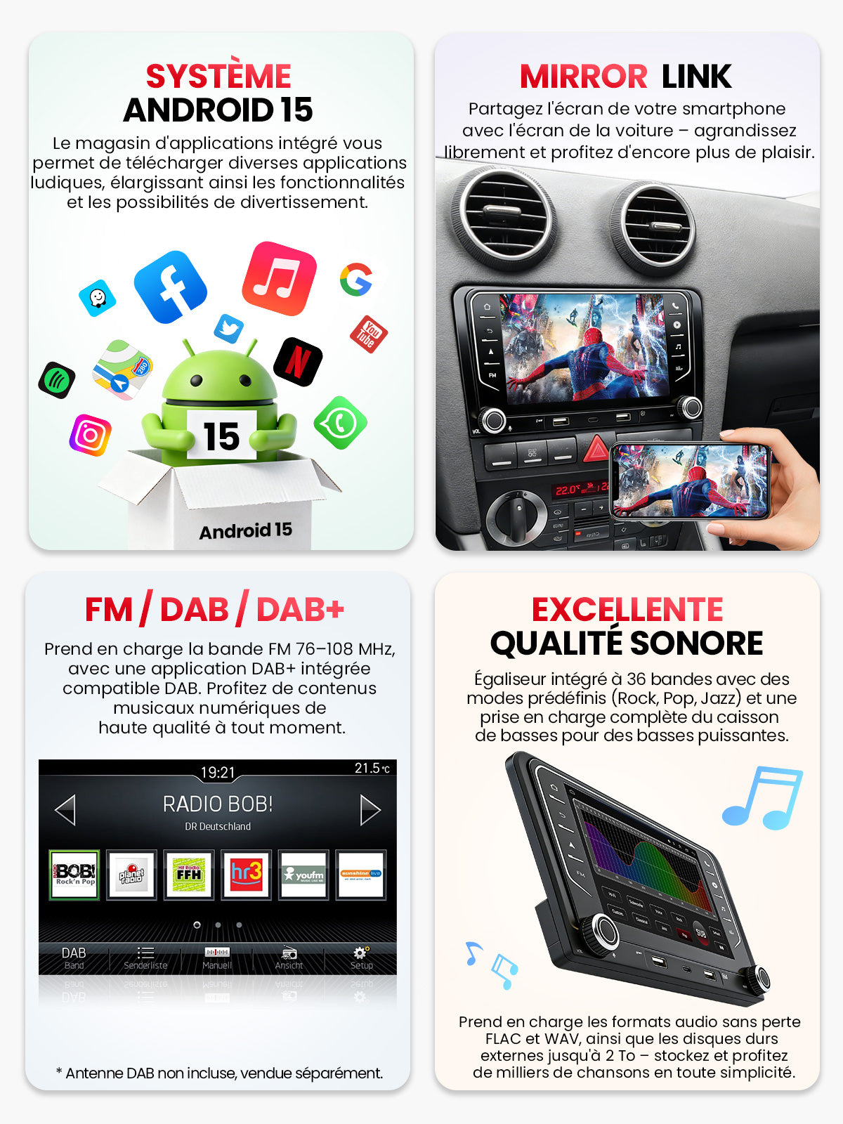 Car Stereo with Apple CarPlay & Android Auto for 2003-2012 Audi A3 (Model: 7709-BQ20-AUDI-A3)
