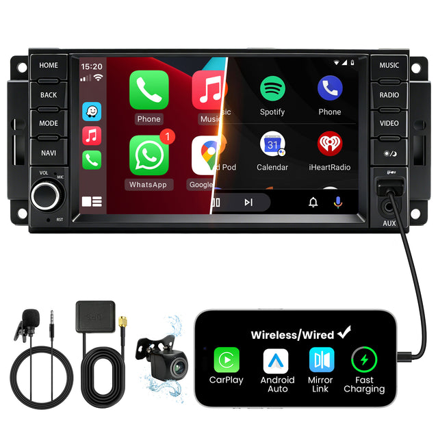 Car Stereo for Jeep, Chrysler, Dodge, 7" Touchscreen, Android 15, 4GB+64GB