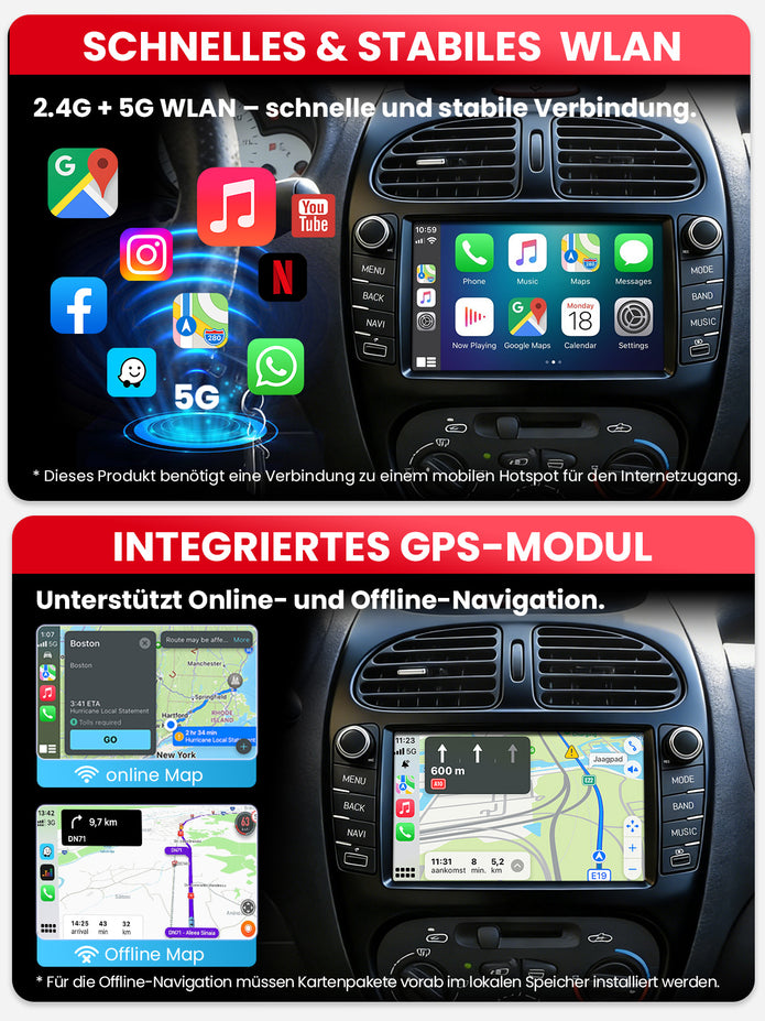 Car Stereo with Apple CarPlay & Android Auto for 1998-2009 Peugeot 206 (Model: 7750B-BQ20-PEUGEOT-206)