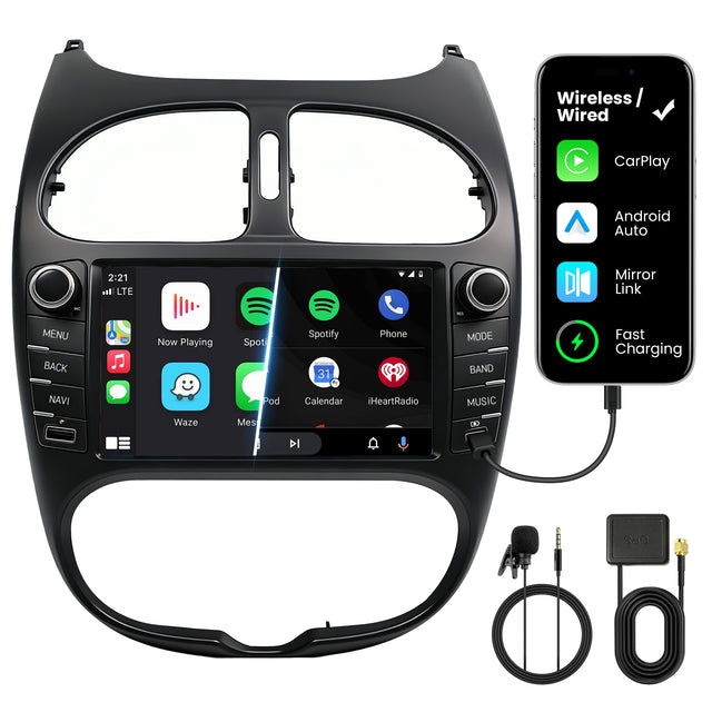 Car Stereo with Apple CarPlay & Android Auto for 1998-2009 Peugeot 206 (Model: 7750B-BQ20-PEUGEOT-206)