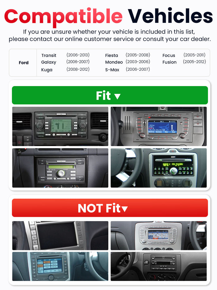 Car Stereo with Apple CarPlay & Android Auto for 2003-2013 Ford (Model: 7754A-BQ20-FORD)
