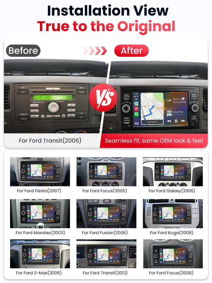 Car Stereo with Apple CarPlay & Android Auto for 2003-2013 Ford (Model: 7754A-BQ20-FORD)
