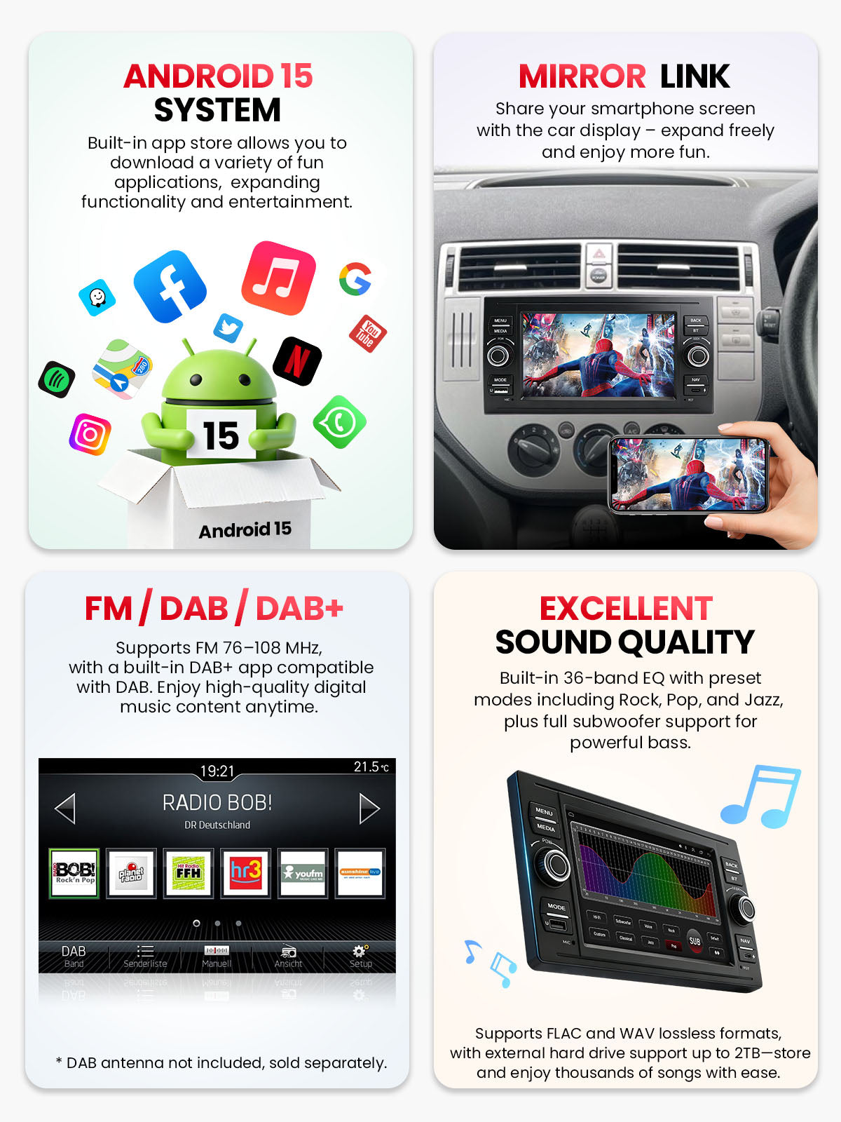 Car Stereo with Apple CarPlay & Android Auto for 2003-2013 Ford (Model: 7754A-BQ20-FORD)