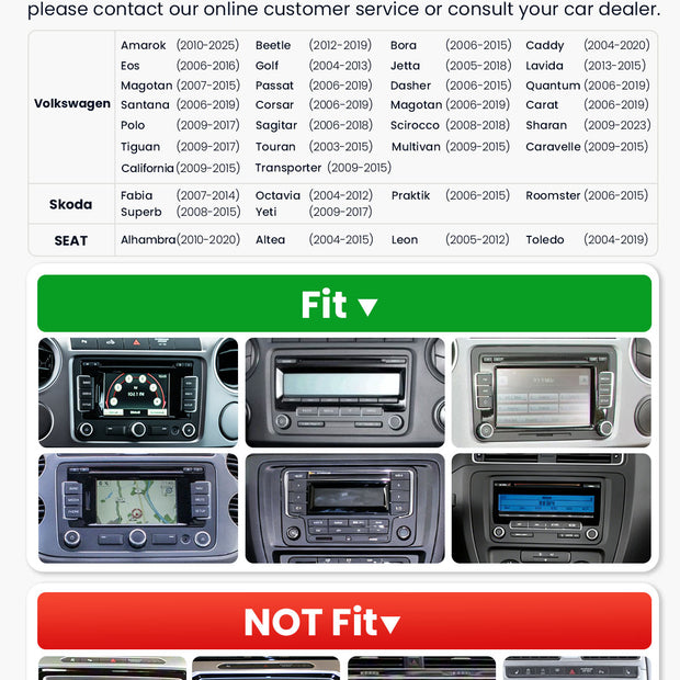 Car Stereo with Apple CarPlay & Android Auto for Volkswagen, Skoda & SEAT (Model: 7773A-BQ20-VSS)