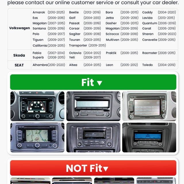 Car Stereo with Apple CarPlay & Android Auto for Volkswagen, Skoda & SEAT (Model: 7773A-BQ20-VSS)