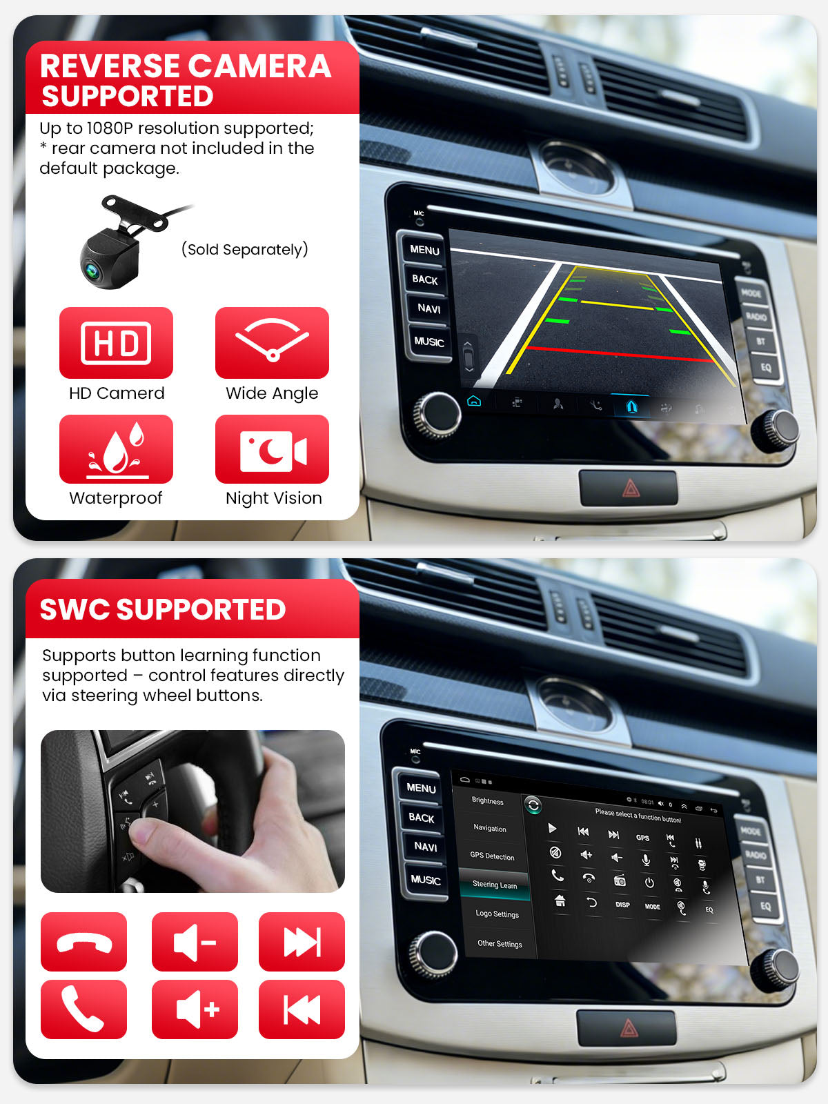 Car Stereo with Apple CarPlay & Android Auto for Volkswagen, Skoda & SEAT (Model: 7773A-BQ20-VSS)