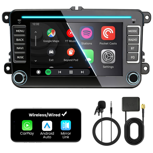 Car Stereo with Apple CarPlay & Android Auto for Volkswagen, Skoda & SEAT (Model: 7773A-BQ20-VSS)