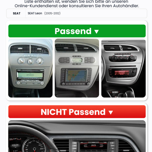 Car Stereo with Apple CarPlay & Android Auto for 2005-2012 SEAT Leon (Model: 7773B-LEON-BQ20-SEAT)