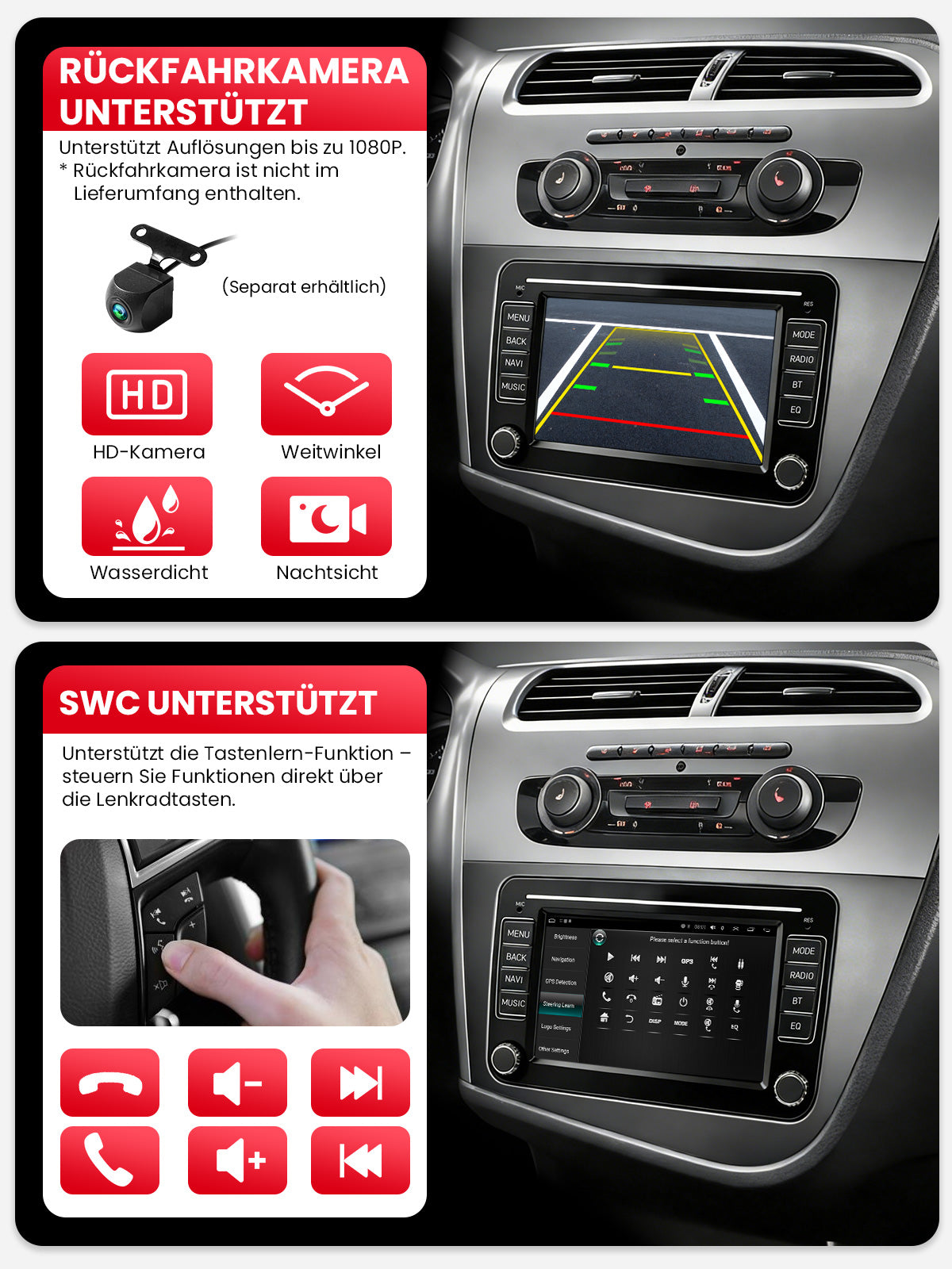 Car Stereo with Apple CarPlay & Android Auto for 2005-2012 SEAT Leon (Model: 7773B-LEON-BQ20-SEAT)