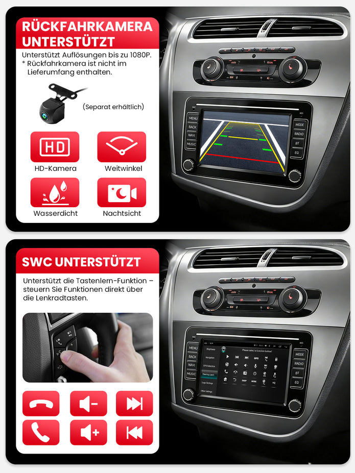 Car Stereo with Apple CarPlay & Android Auto for 2005-2012 SEAT Leon (Model: 7773B-LEON-BQ20-SEAT)