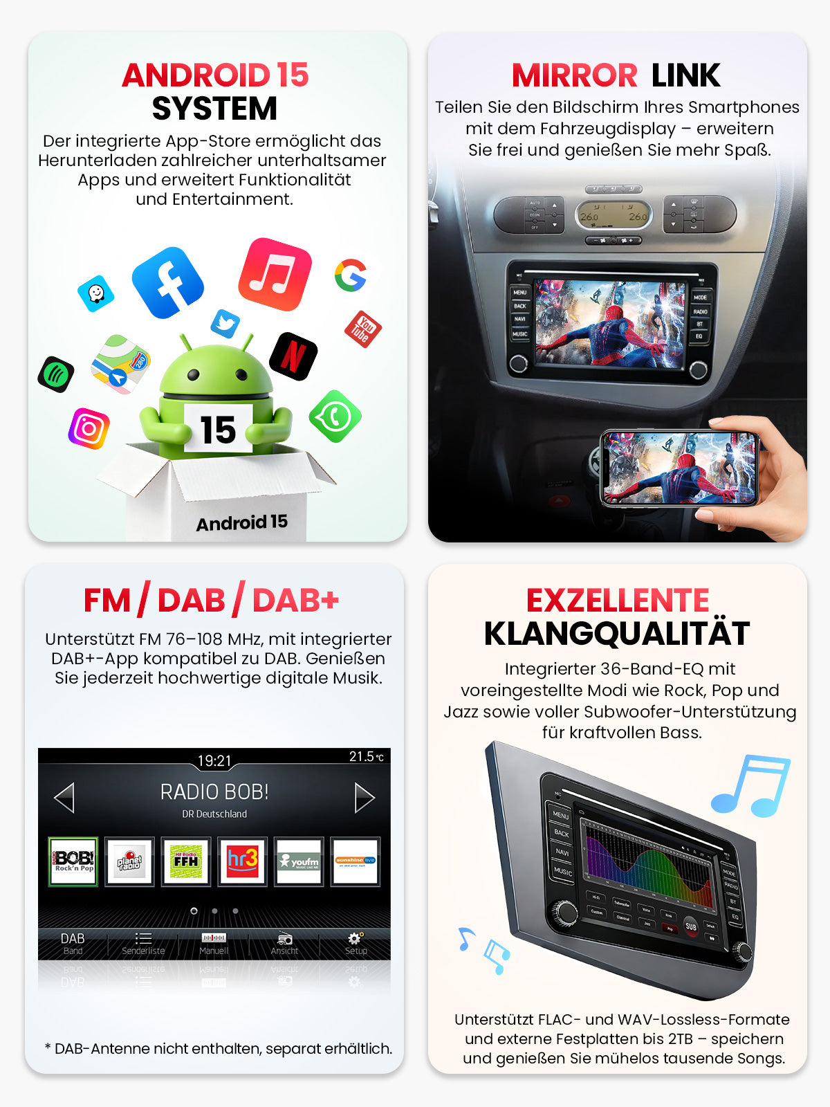Car Stereo with Apple CarPlay & Android Auto for 2005-2012 SEAT Leon (Model: 7773B-LEON-BQ20-SEAT)