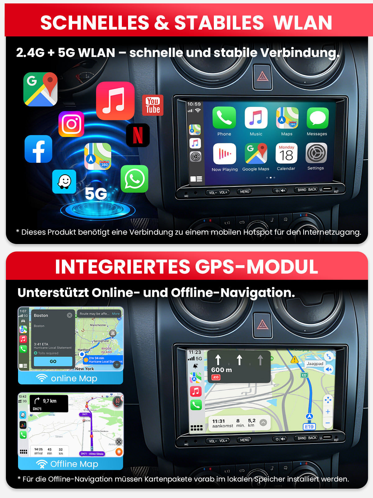 Car Stereo with Apple CarPlay & Android Auto for Nissan Qashqai (Model: 7780B-BQ20-NISSAN-QASHQAI)