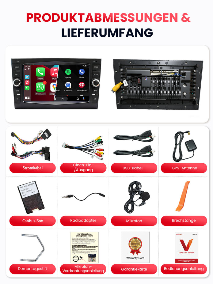 Car Stereo with Apple CarPlay & Android Auto for 2000-2015 Opel, Vauxhall (Model: 7784A-BQ20-OPEL)