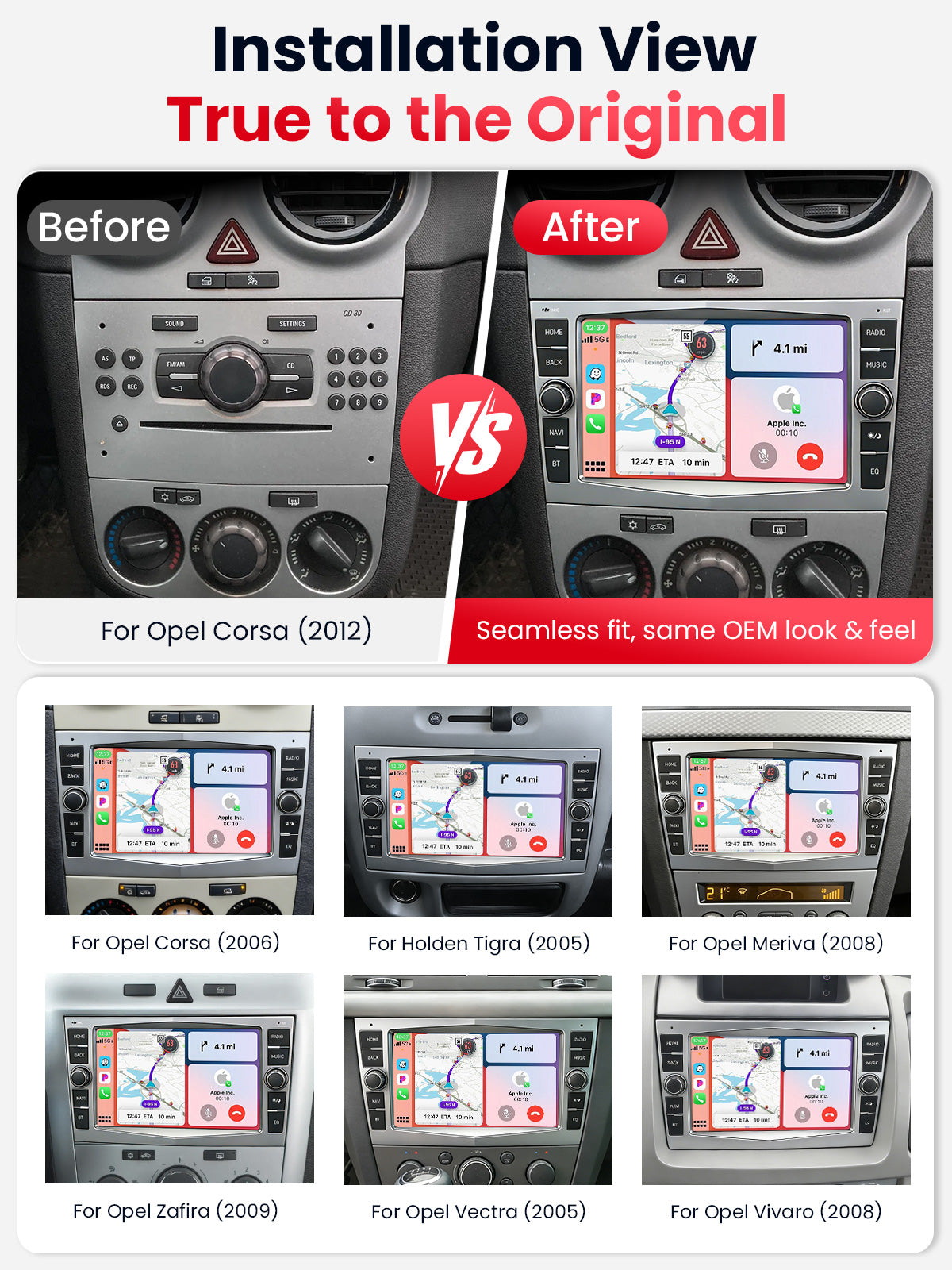 Car Stereo with Apple CarPlay & Android Auto for 2000-2015 Opel, Vauxhall (Model: 7784C-BQ20-OPEL)