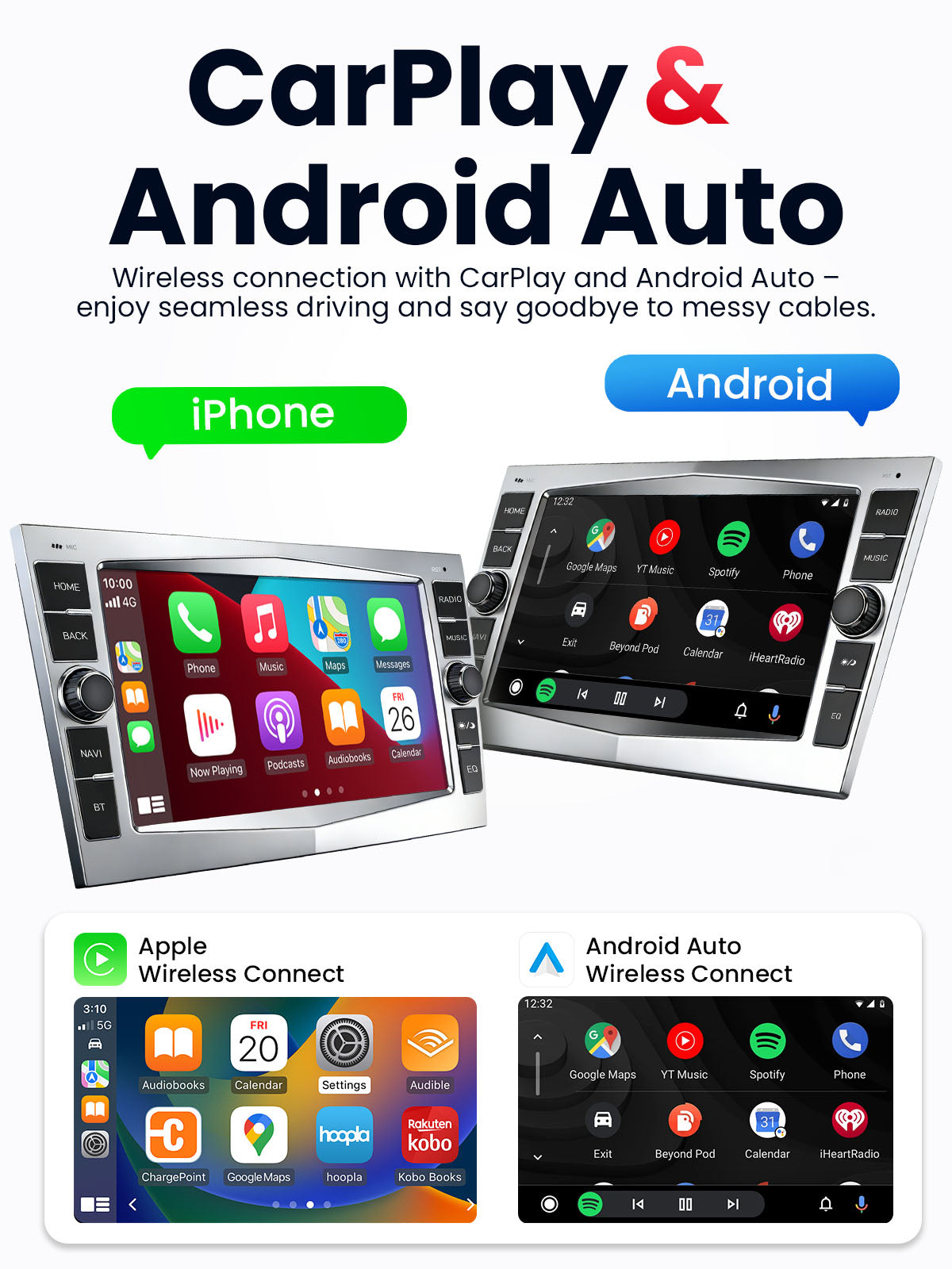 Car Stereo with Apple CarPlay & Android Auto for 2000-2015 Opel, Vauxhall (Model: 7784C-BQ20-OPEL)