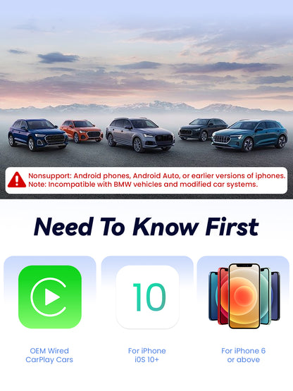 TINAZEOK T3 Wireless CarPlay Adapter, Black