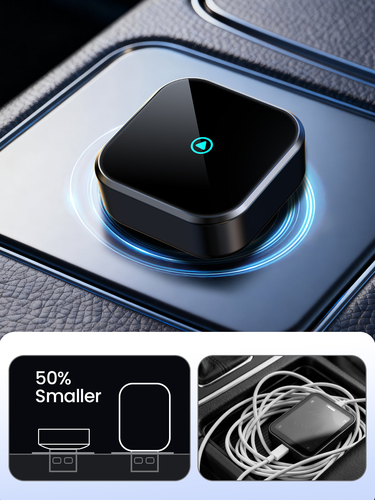 TINAZEOK T3 Wireless CarPlay Adapter, Black