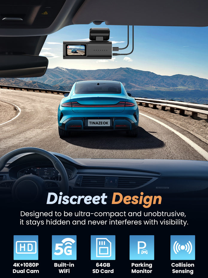 C3 4K+1080P Dash Cam Front and Rear with 5G WiFi