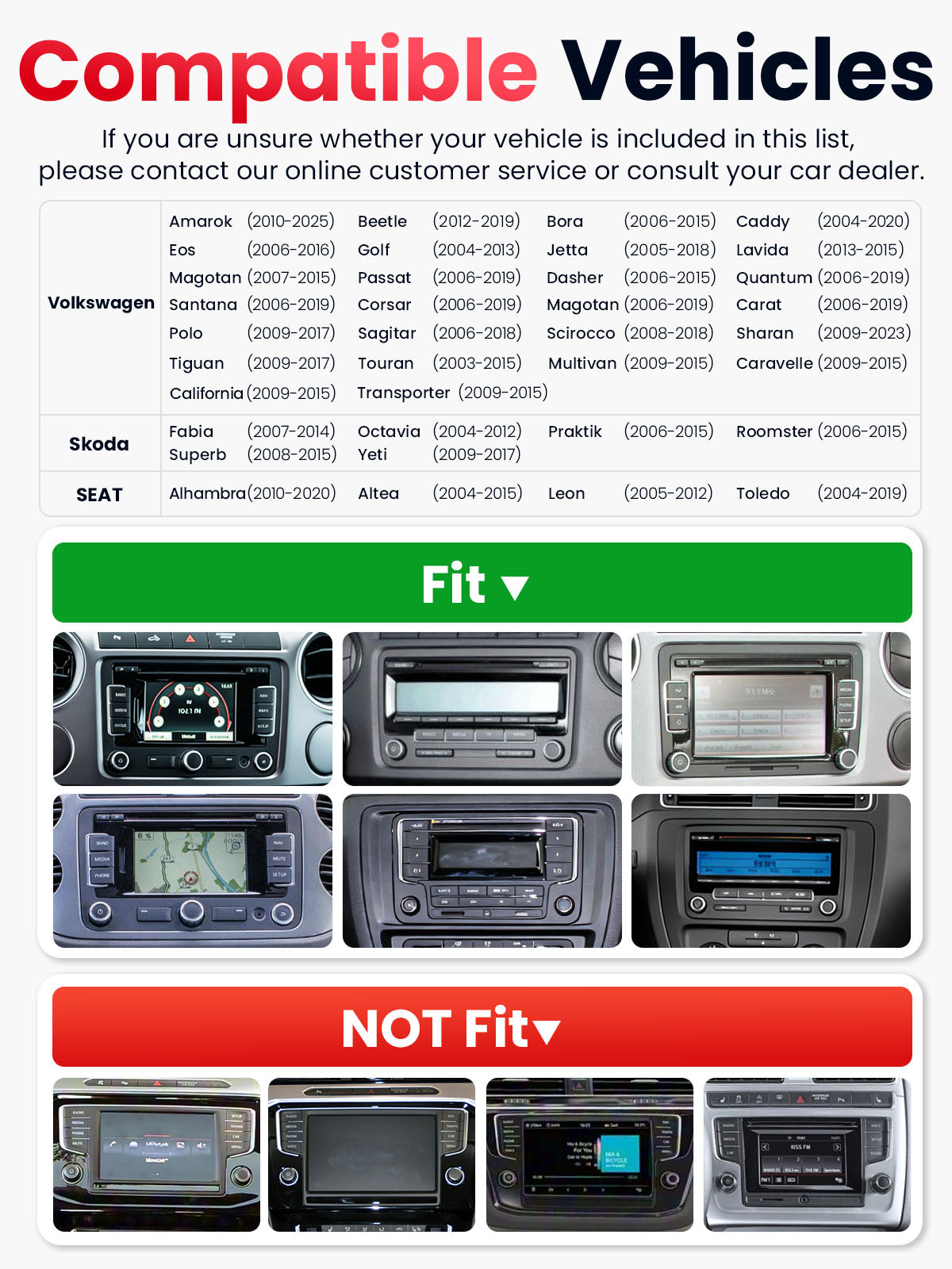Car Stereo with Apple CarPlay & Android Auto for Volkswagen, Skoda & SEAT (Model: 9025-BQ20-VSS)
