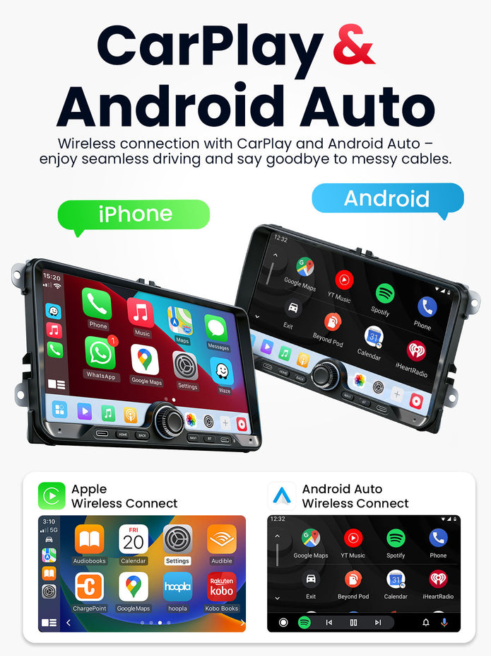 Car Stereo with Apple CarPlay & Android Auto for Volkswagen, Skoda & SEAT (Model: 9025-BQ20-VSS)
