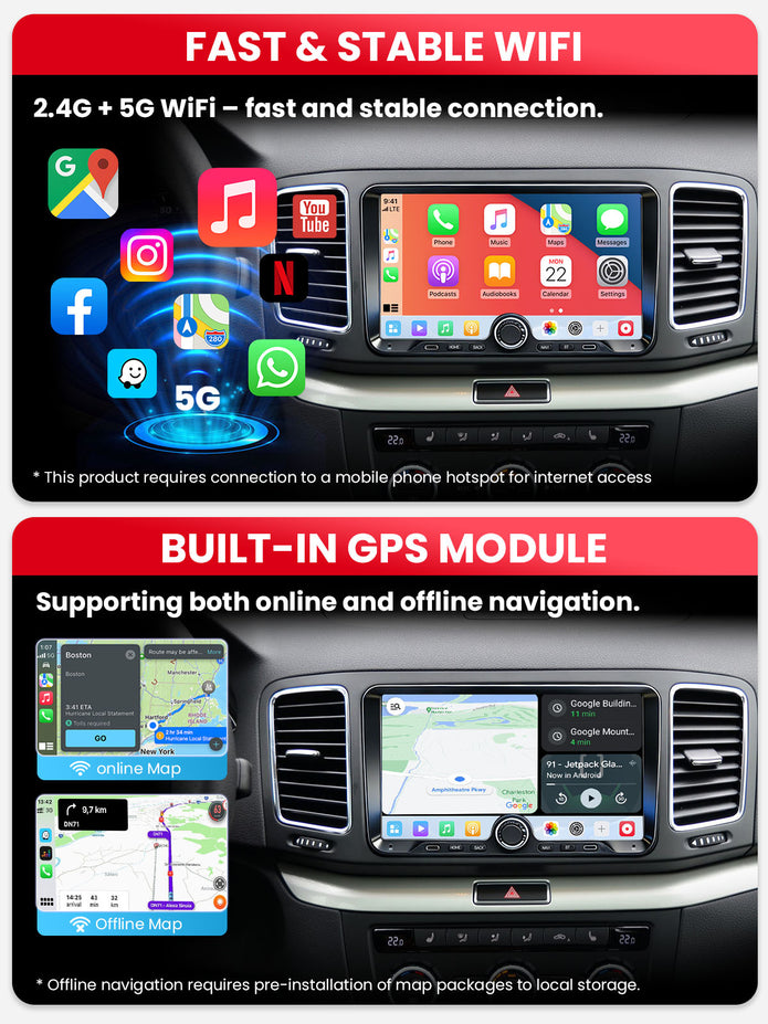 Car Stereo with Apple CarPlay & Android Auto for Volkswagen, Skoda & SEAT (Model: 9025-BQ20-VSS)