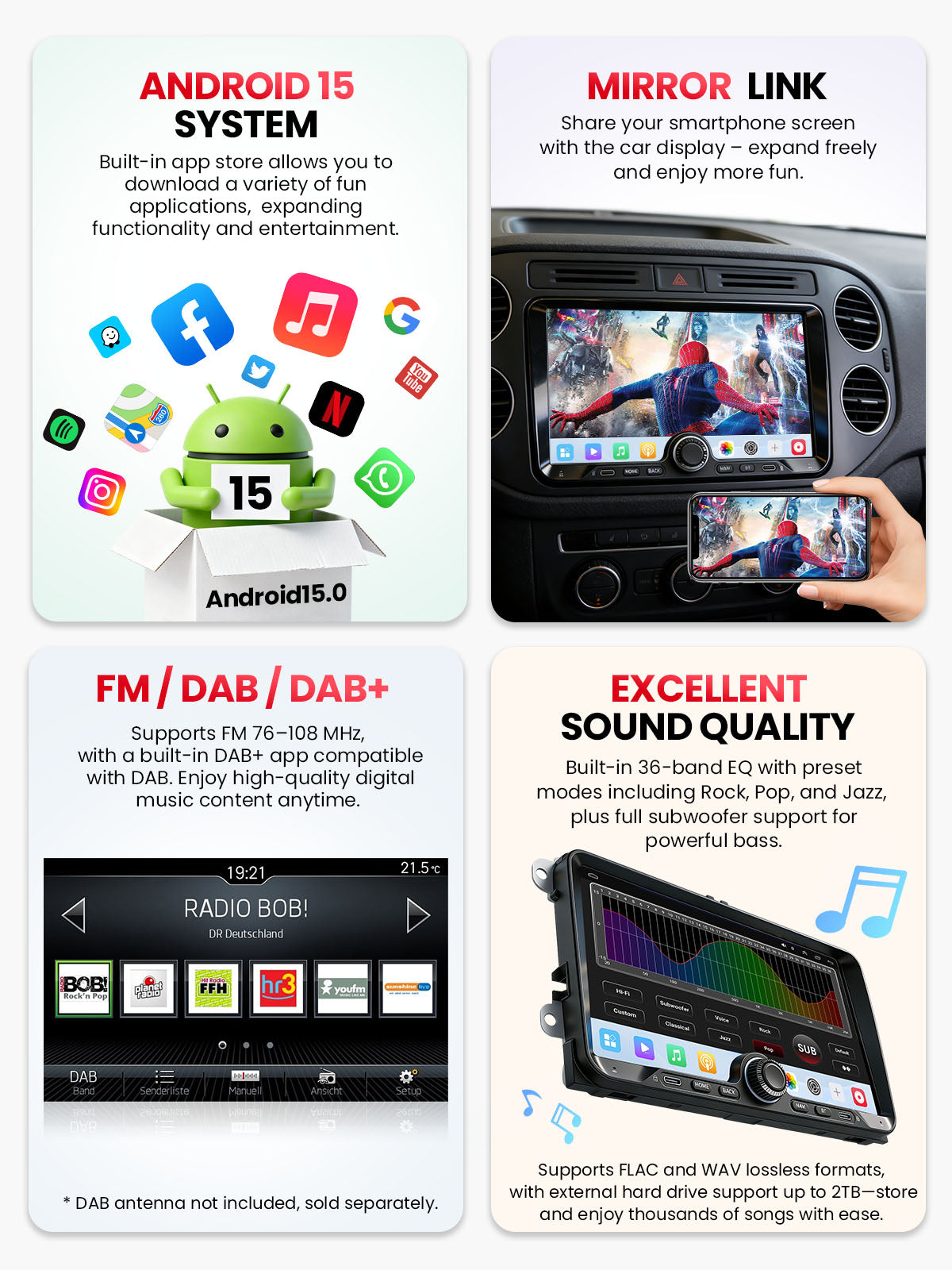 Car Stereo with Apple CarPlay & Android Auto for Volkswagen, Skoda & SEAT (Model: 9025-BQ20-VSS)