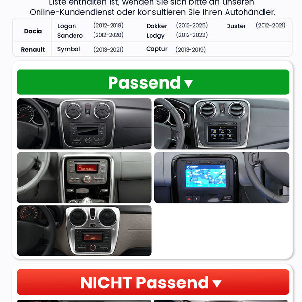 Car Stereo with Apple CarPlay & Android Auto for 2012-2021 Dacia (Model: CF7730-BQ20-DACIA)