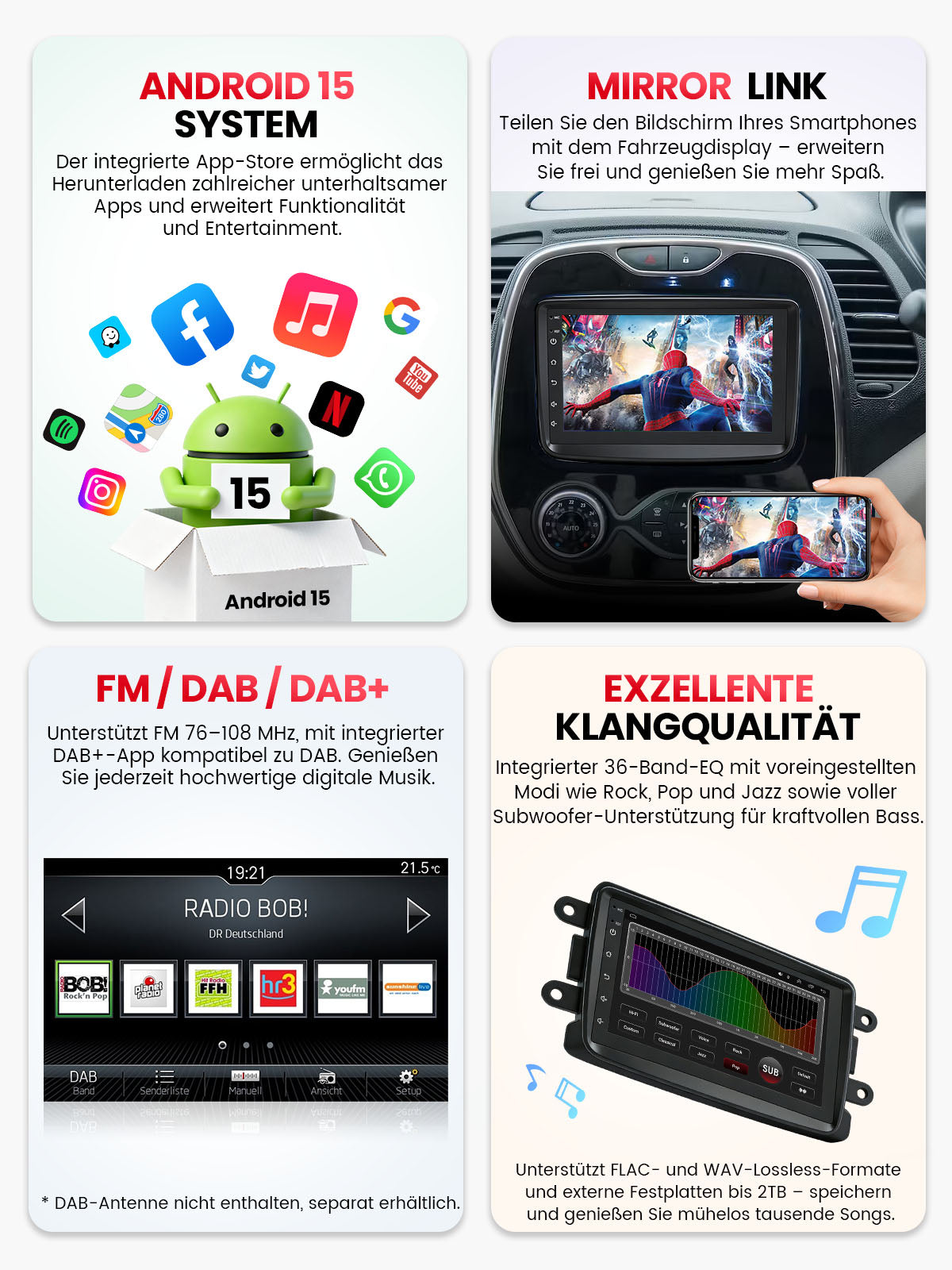 Car Stereo with Apple CarPlay & Android Auto for 2012-2021 Dacia (Model: CF7730-BQ20-DACIA)