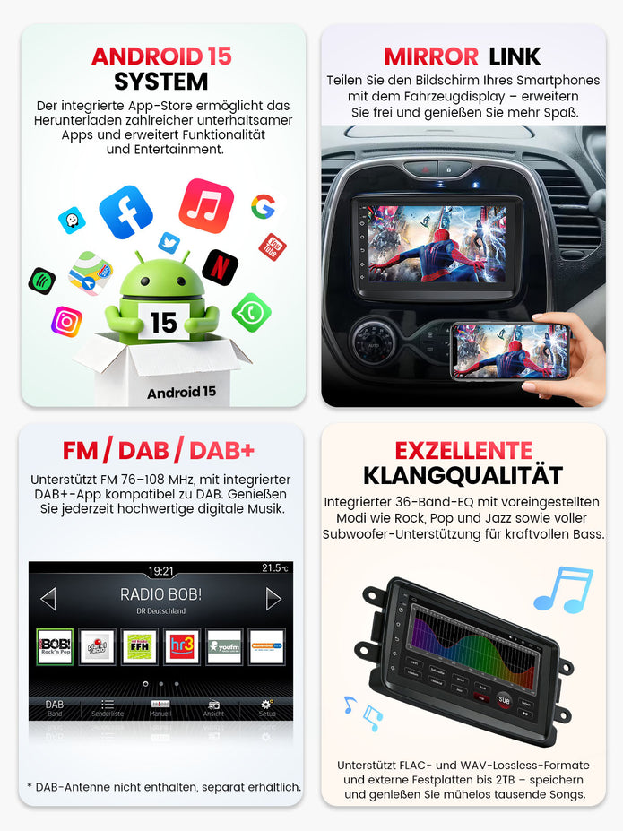 Car Stereo with Apple CarPlay & Android Auto for 2012-2021 Dacia (Model: CF7730-BQ20-DACIA)
