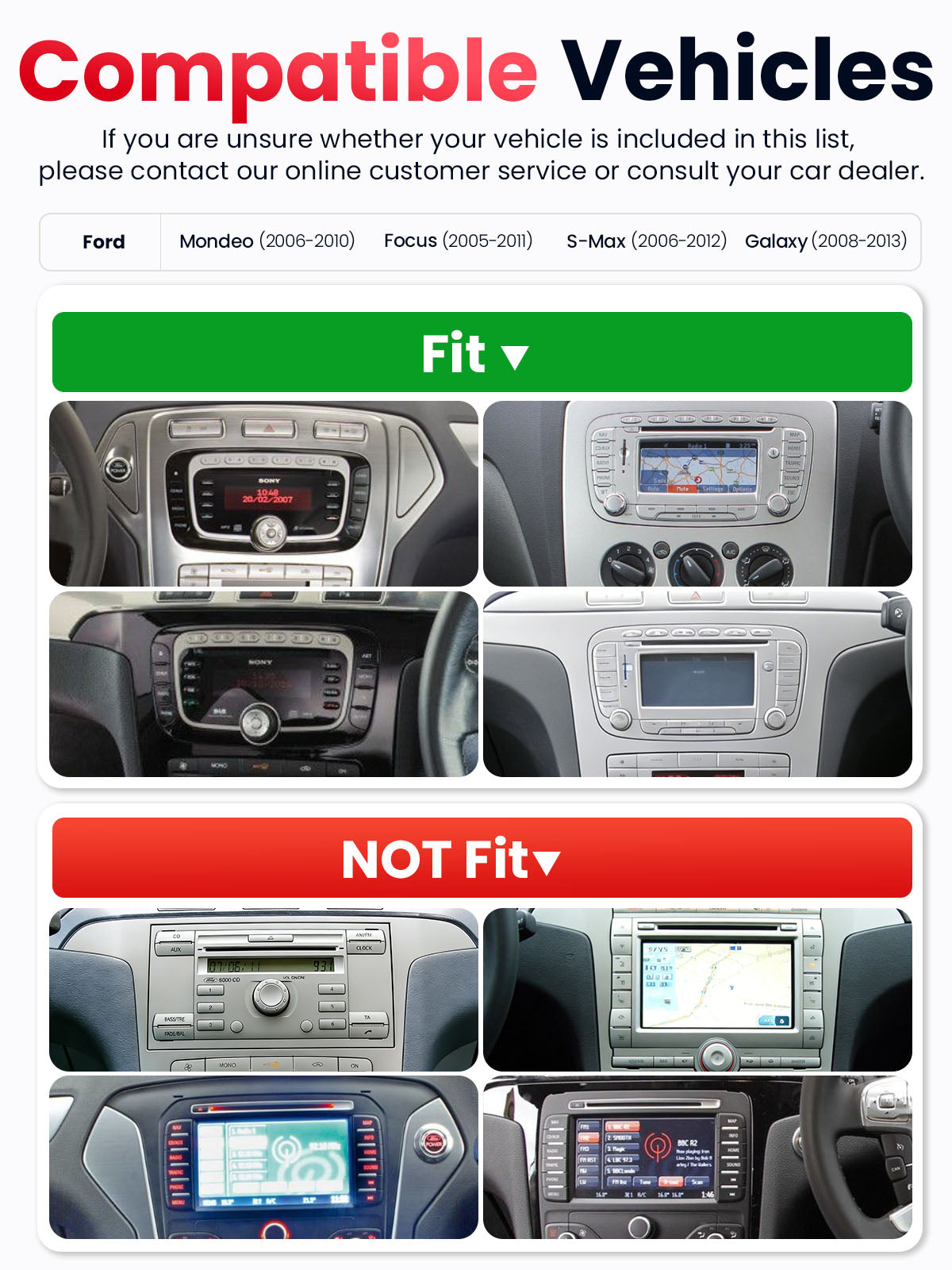 Car Stereo with Apple CarPlay & Android Auto for 2005-2013 Ford (Model: G7230-BQ20-FORD)