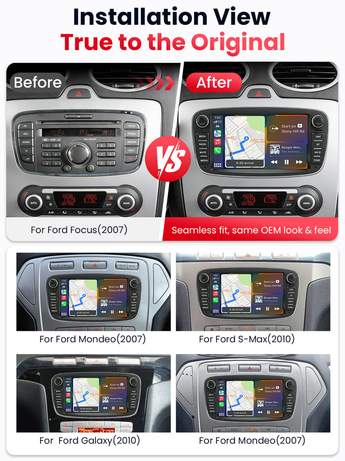 Car Stereo with Apple CarPlay & Android Auto for 2005-2013 Ford (Model: G7230-BQ20-FORD)