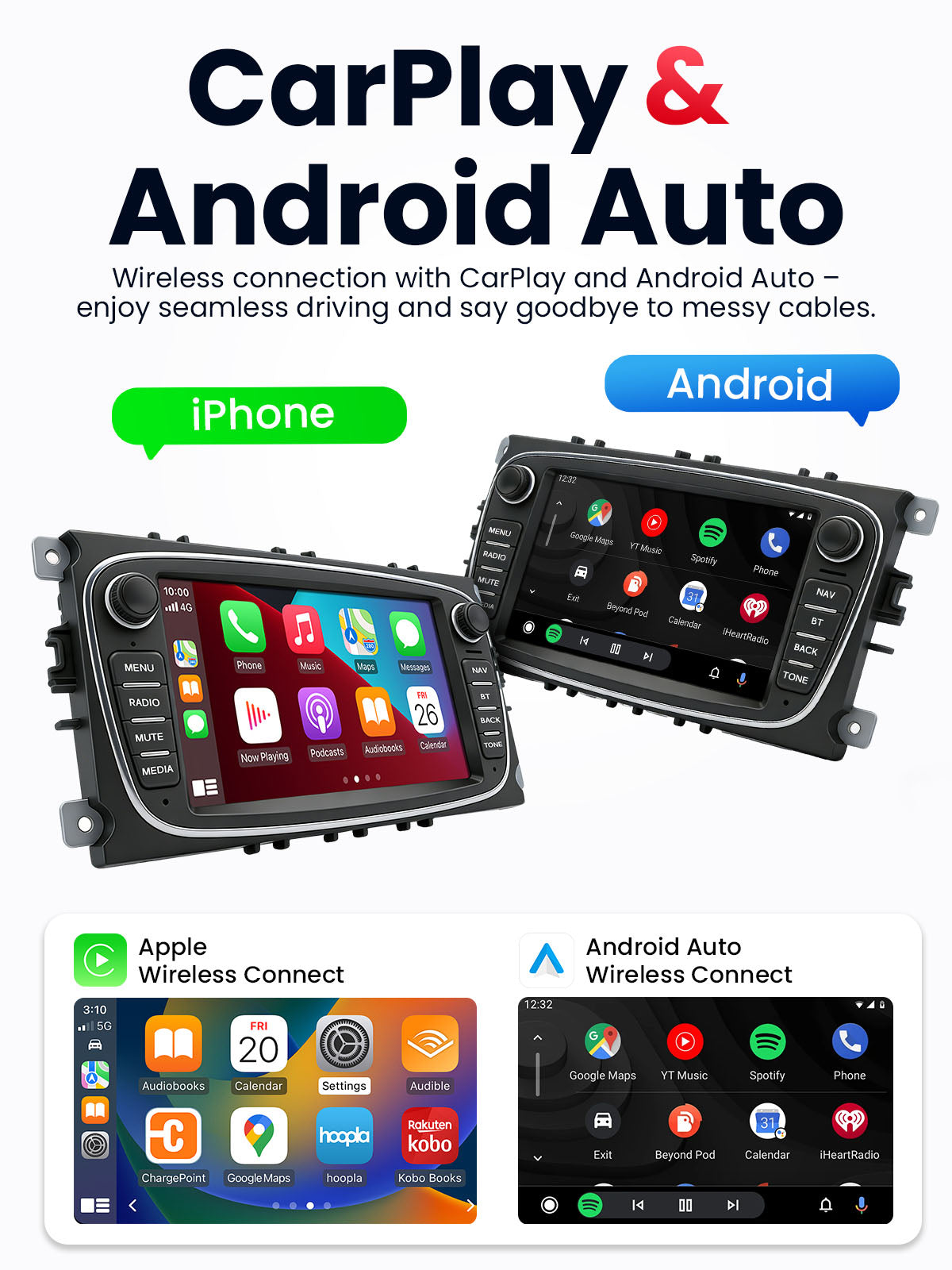 Car Stereo with Apple CarPlay & Android Auto for 2005-2013 Ford (Model: G7230-BQ20-FORD)