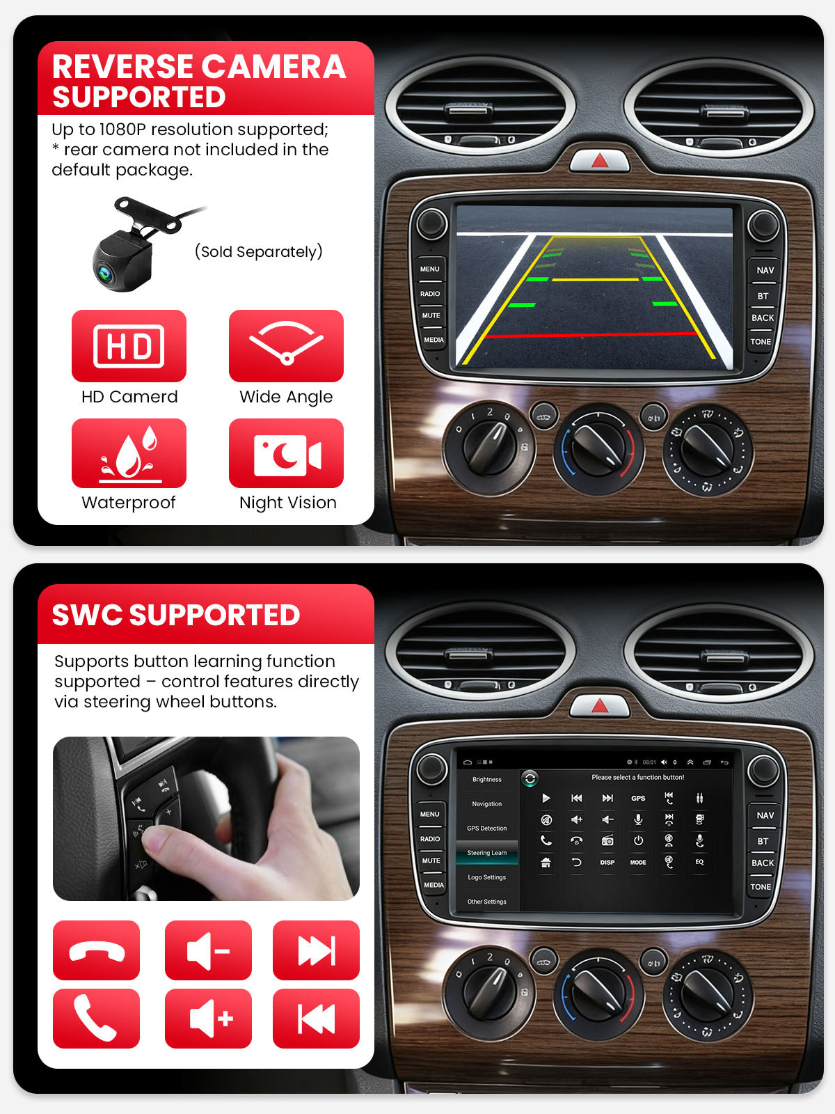 Car Stereo with Apple CarPlay & Android Auto for 2005-2013 Ford (Model: G7230-BQ20-FORD)