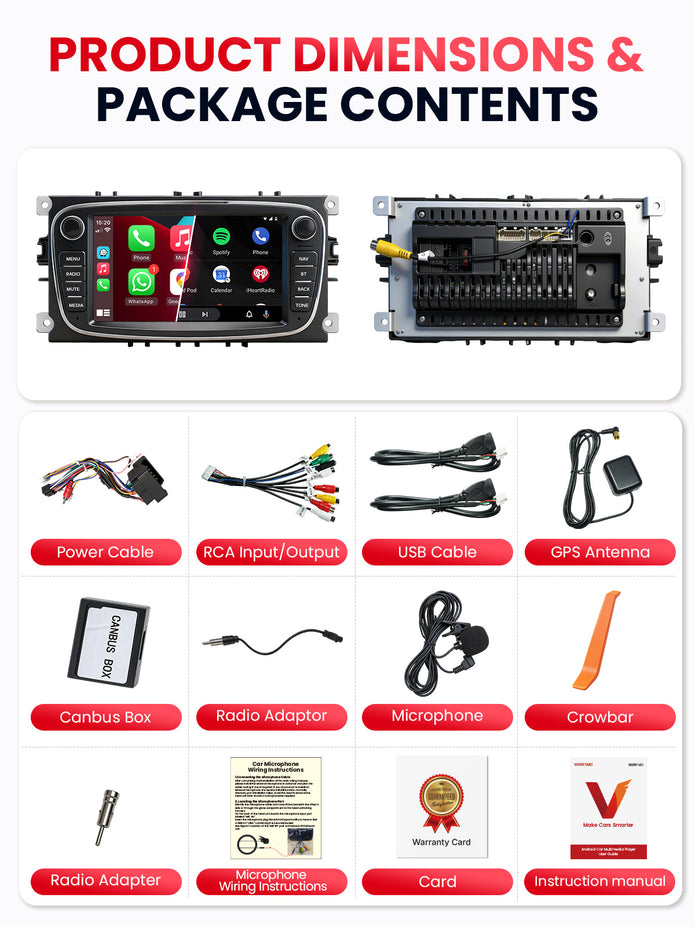 Car Stereo with Apple CarPlay & Android Auto for 2005-2013 Ford (Model: G7230-BQ20-FORD)