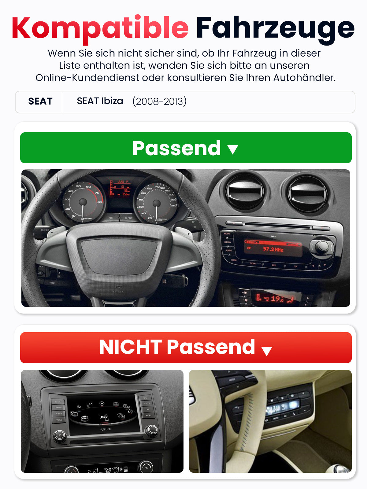 Car Stereo with Apple CarPlay & Android Auto for 2008-2013 SEAT Ibiza (Model: IBIZA-BQ20-SEAT)