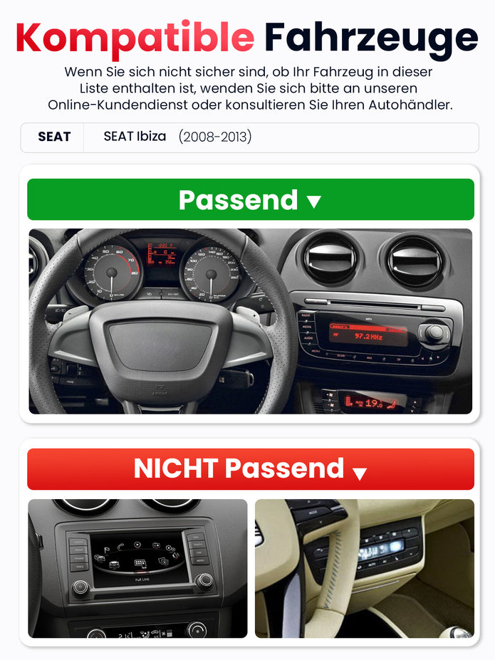 Car Stereo with Apple CarPlay & Android Auto for 2008-2013 SEAT Ibiza (Model: IBIZA-BQ20-SEAT)